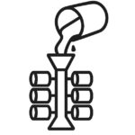 Pictogram van het proces verloren was gieten waarbij gesmolten metaal in een mal wordt gegoten