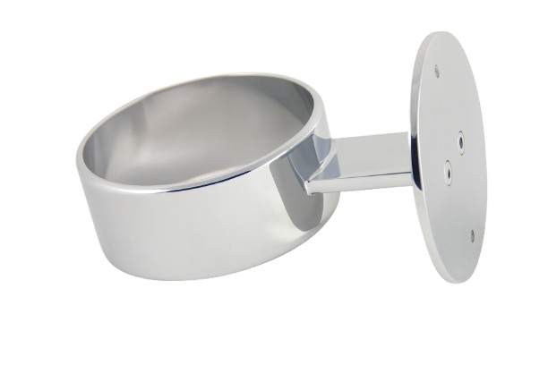 Hoogglans verchroomd metalen product met decoratieve afwerking bij TOS